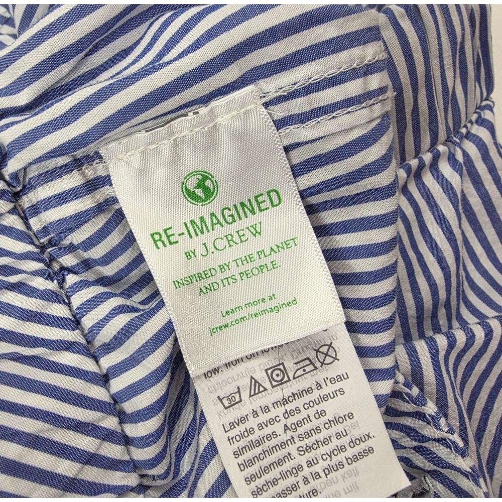 J. Crew Waistband Blue White Pin Striped Cuffed Hem Chino Pants Women's Size XS - Picture 5 of 6